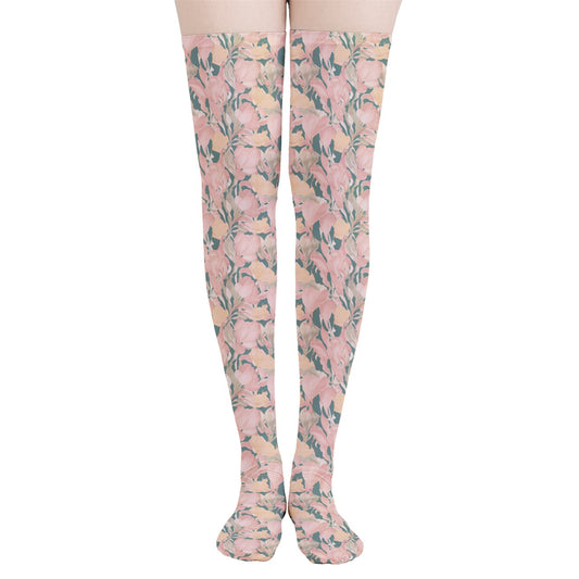 Vampire Art Y2K Thigh Highs Stockings Tights - Pale Retro Flowers