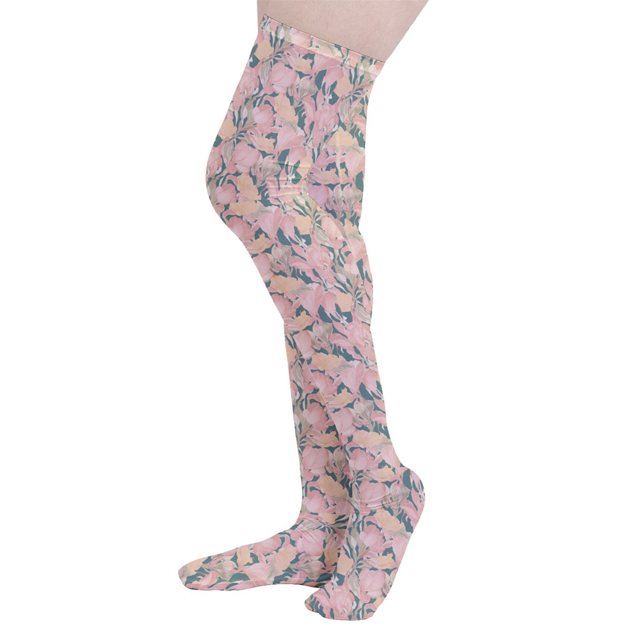 Vampire Art Y2K Thigh Highs Stockings Tights - Pale Retro Flowers