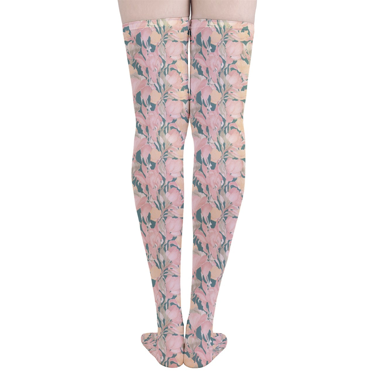 Vampire Art Y2K Thigh Highs Stockings Tights - Pale Retro Flowers