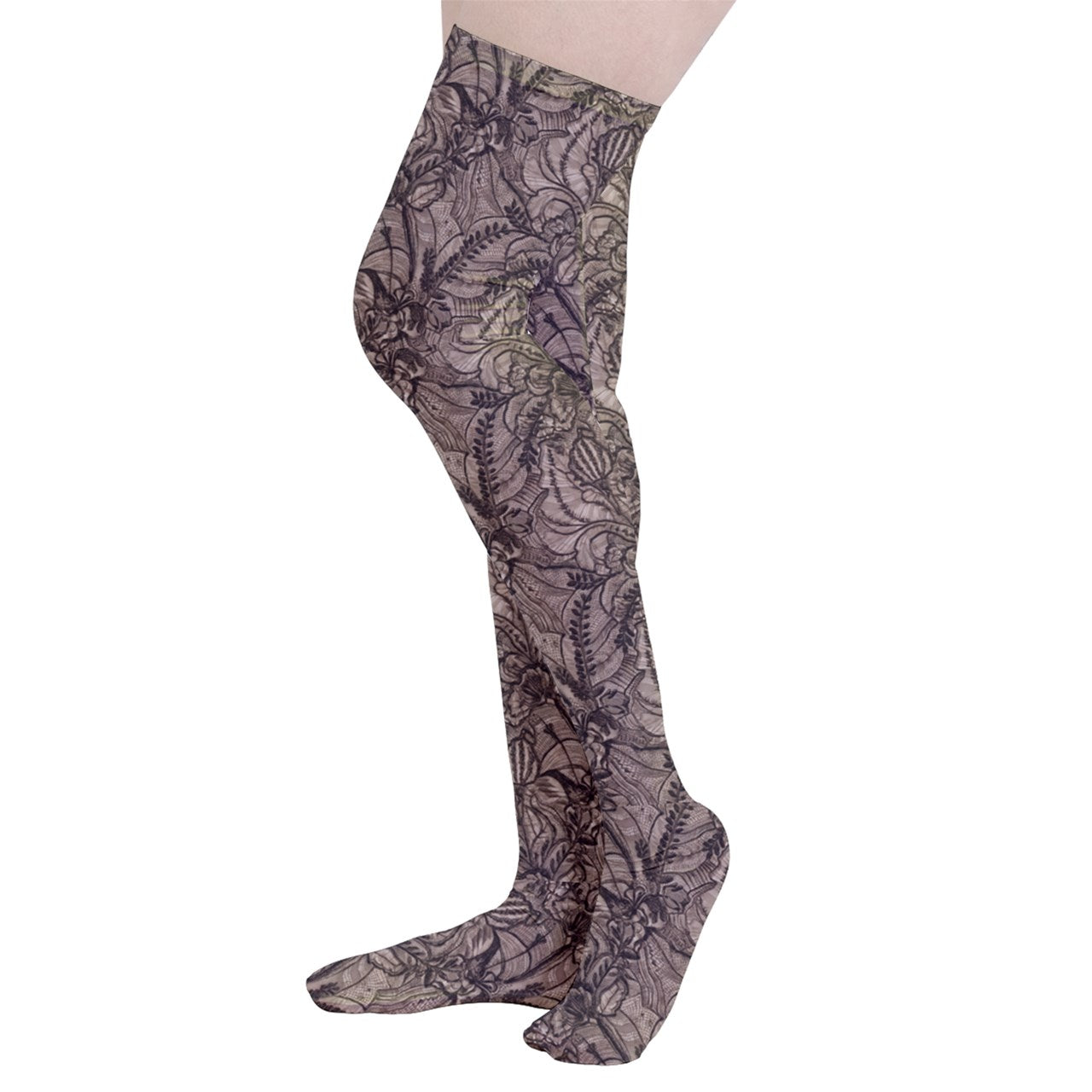 Vampire Art Y2K Thigh Highs Stockings Tights - Victorian Lace Print