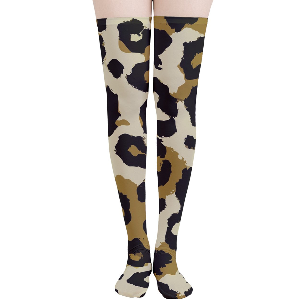 Vampire Art Y2K Thigh Highs Stockings Tights - Grunge Leopard