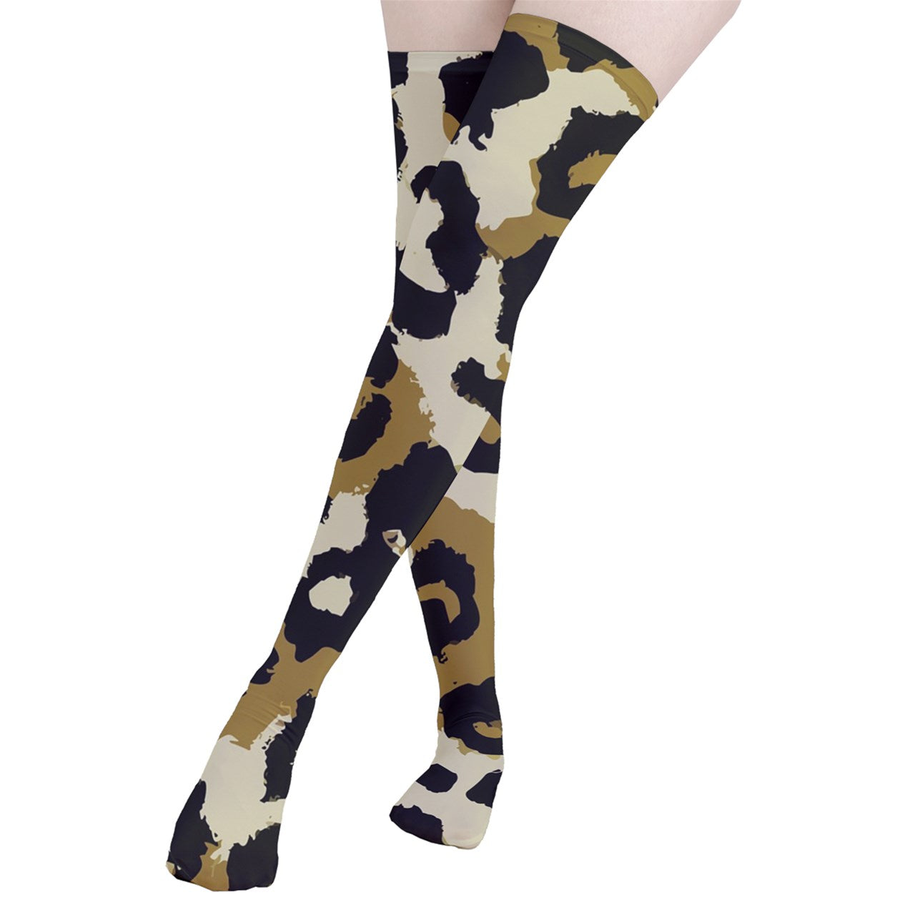 Vampire Art Y2K Thigh Highs Stockings Tights - Grunge Leopard