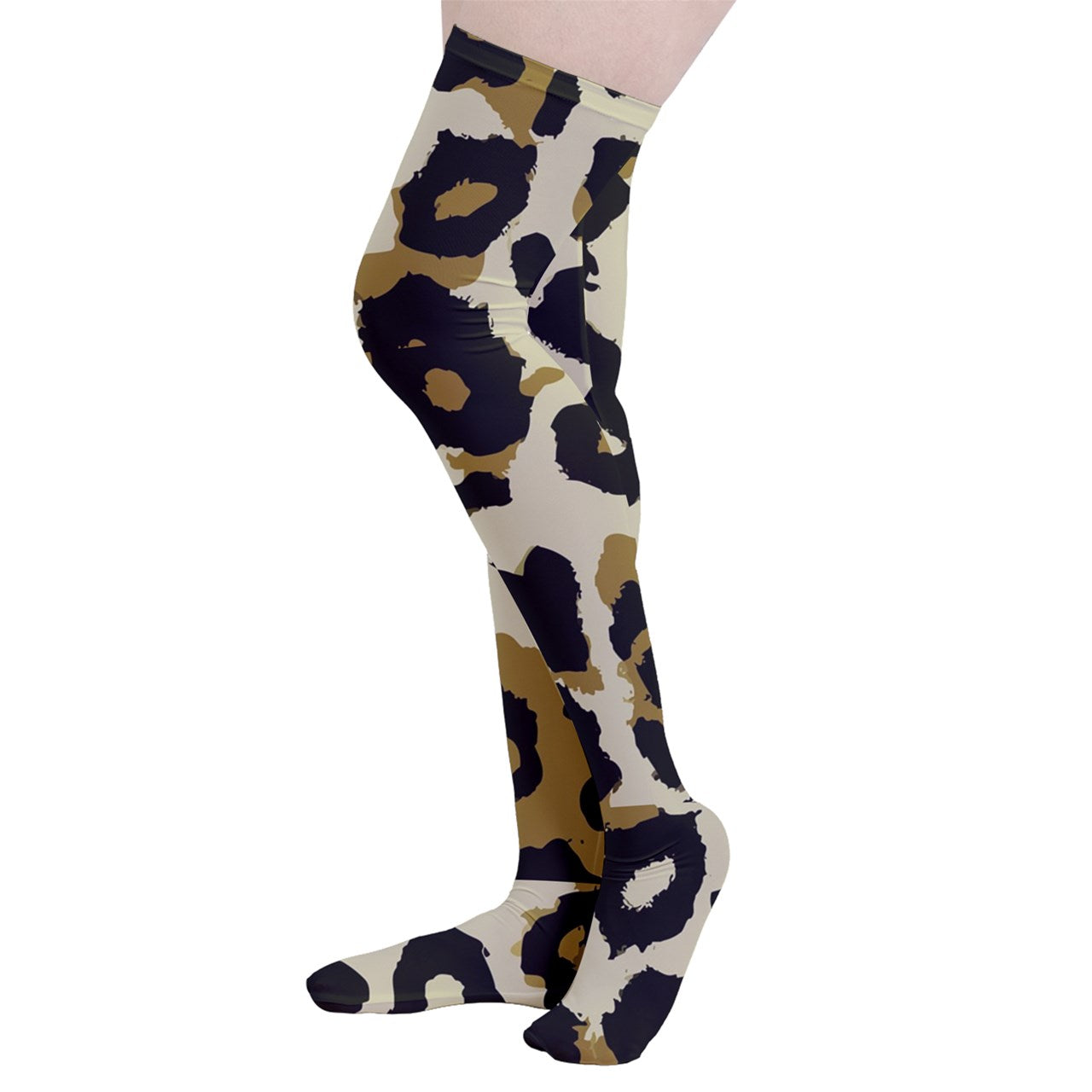 Vampire Art Y2K Thigh Highs Stockings Tights - Grunge Leopard