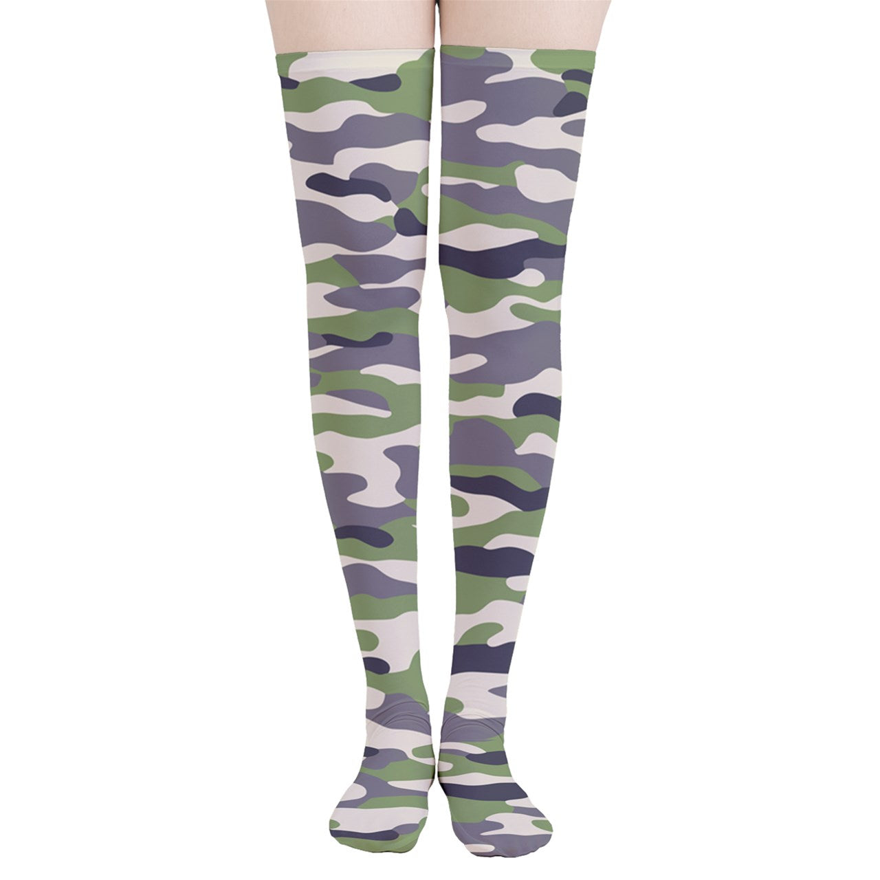 Vampire Art Y2K Thigh Highs Stockings Tights - Camo Grey