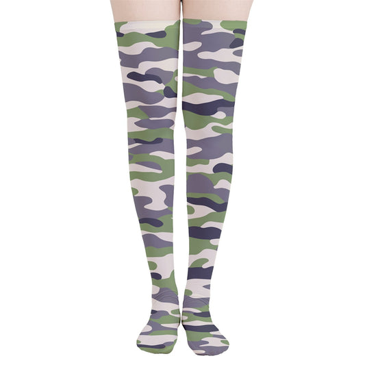 Vampire Art Y2K Thigh Highs Stockings Tights - Camo Grey