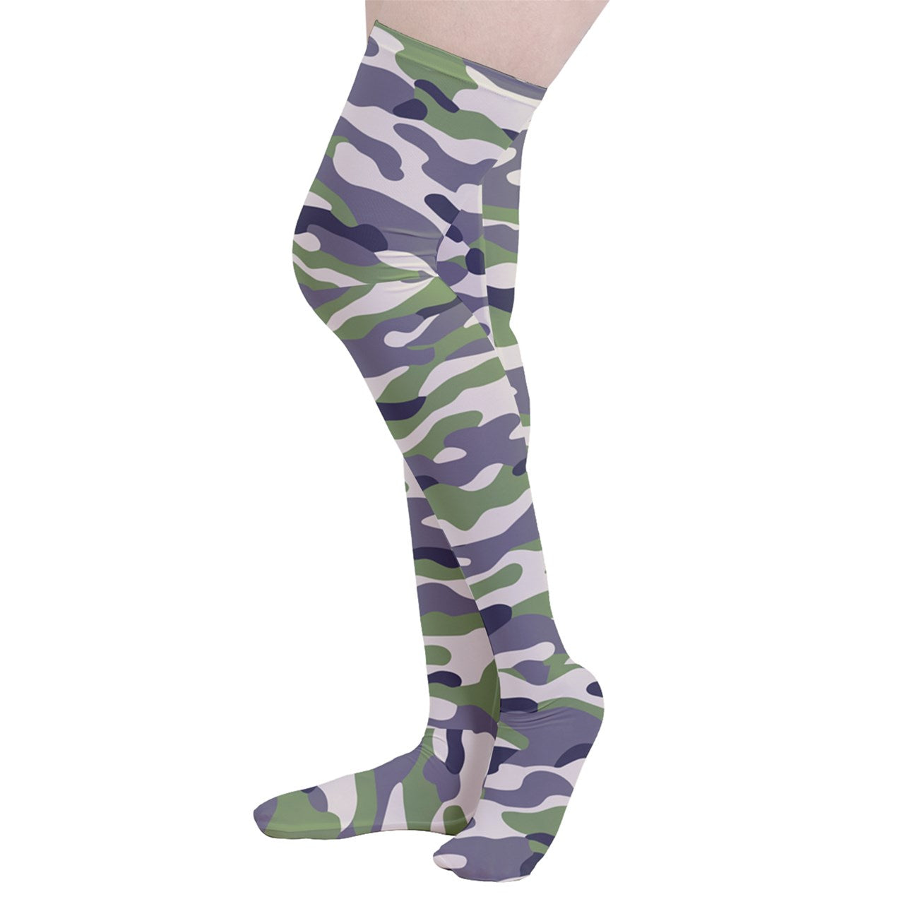 Vampire Art Y2K Thigh Highs Stockings Tights - Camo Grey