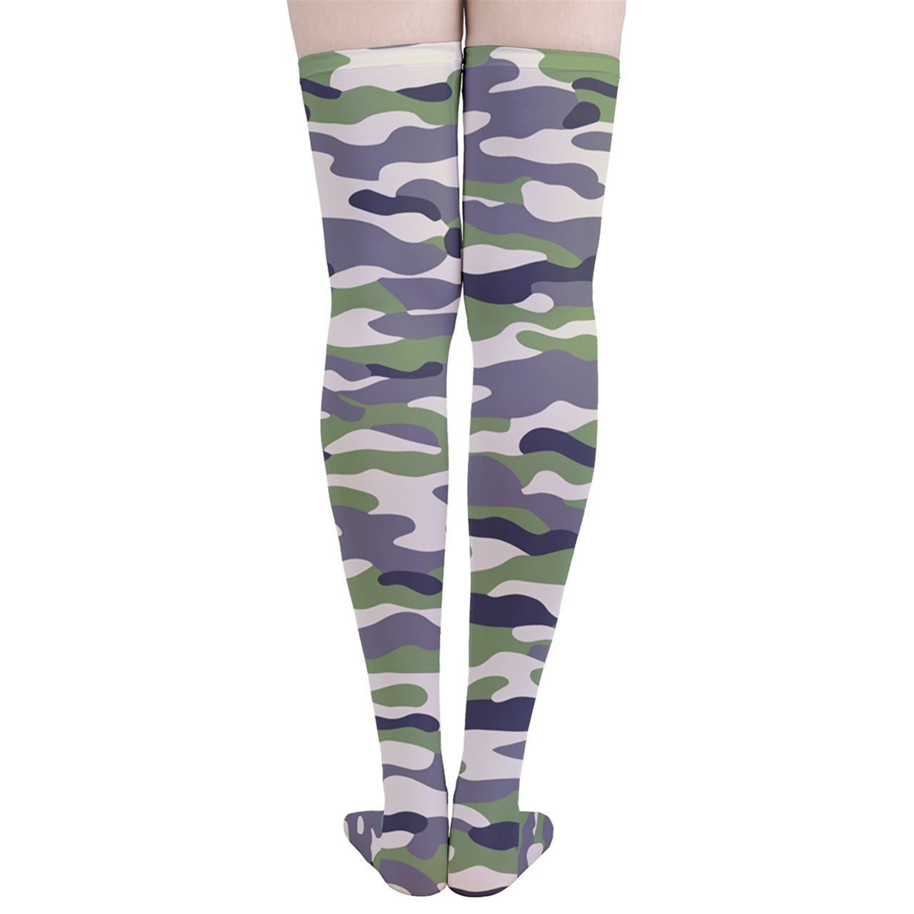 Vampire Art Y2K Thigh Highs Stockings Tights - Camo Grey