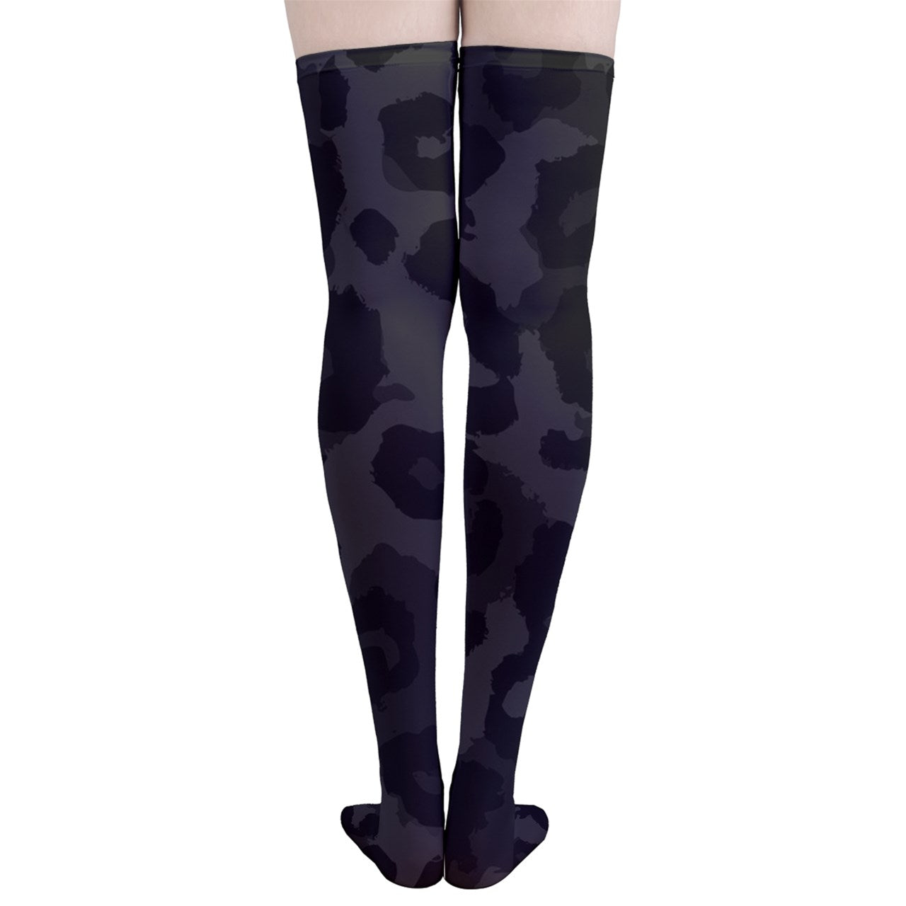 Vampire Art Y2K Thigh Highs Stockings Tights - Black Grunge Leopard