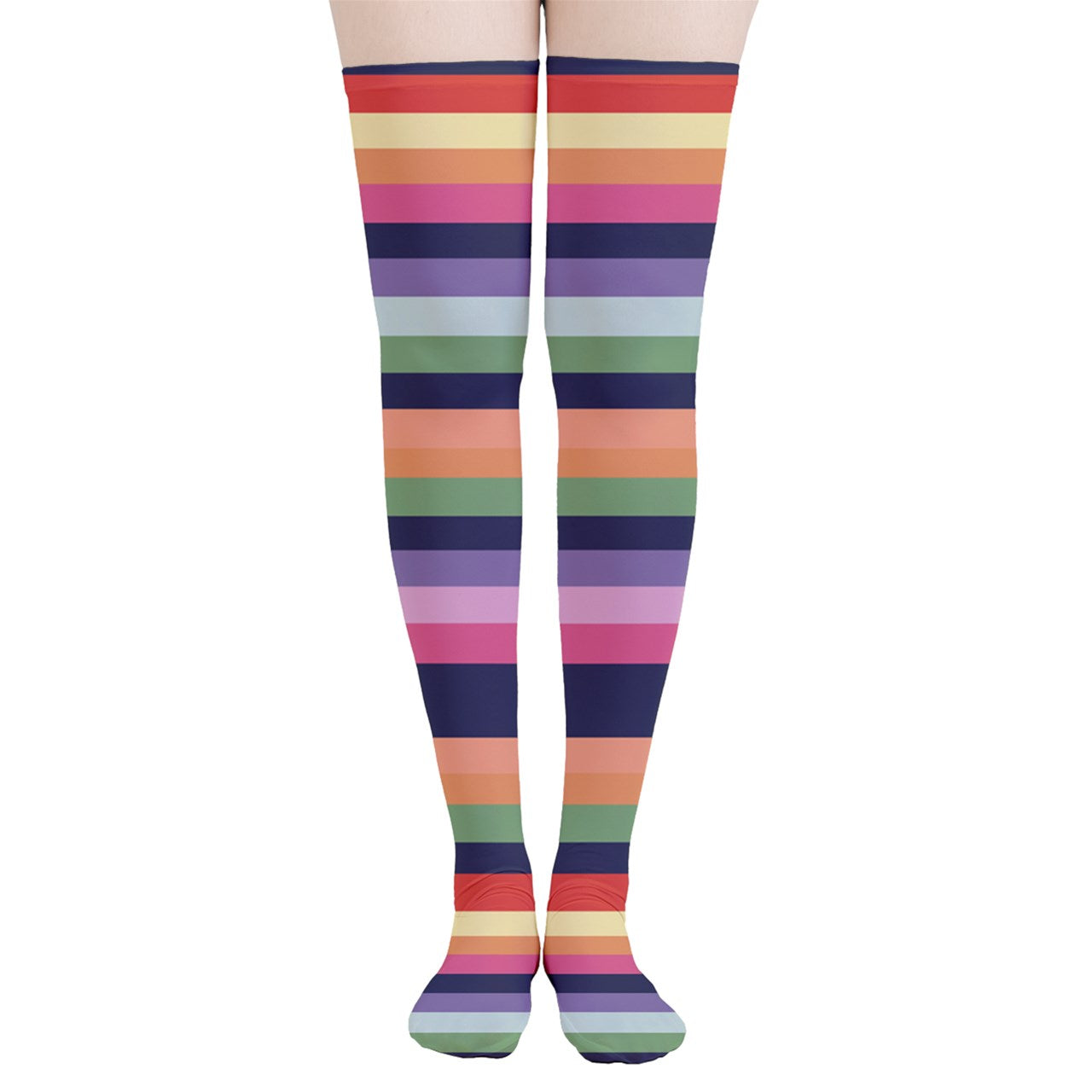 Vampire Art Y2K Thigh Highs Stockings Tights - Retro Stripes