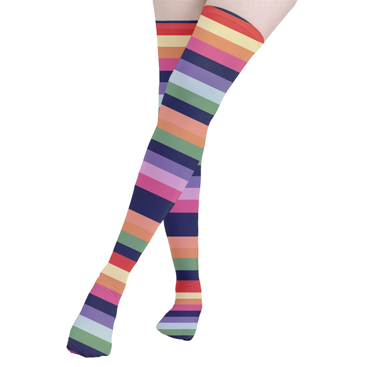 Vampire Art Y2K Thigh Highs Stockings Tights - Retro Stripes