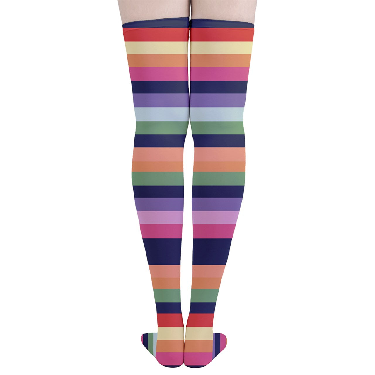 Vampire Art Y2K Thigh Highs Stockings Tights - Retro Stripes