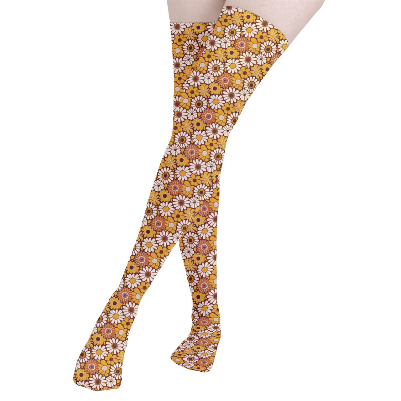 Vampire Art Y2K Thigh Highs Stockings Tights - Boho Flowers