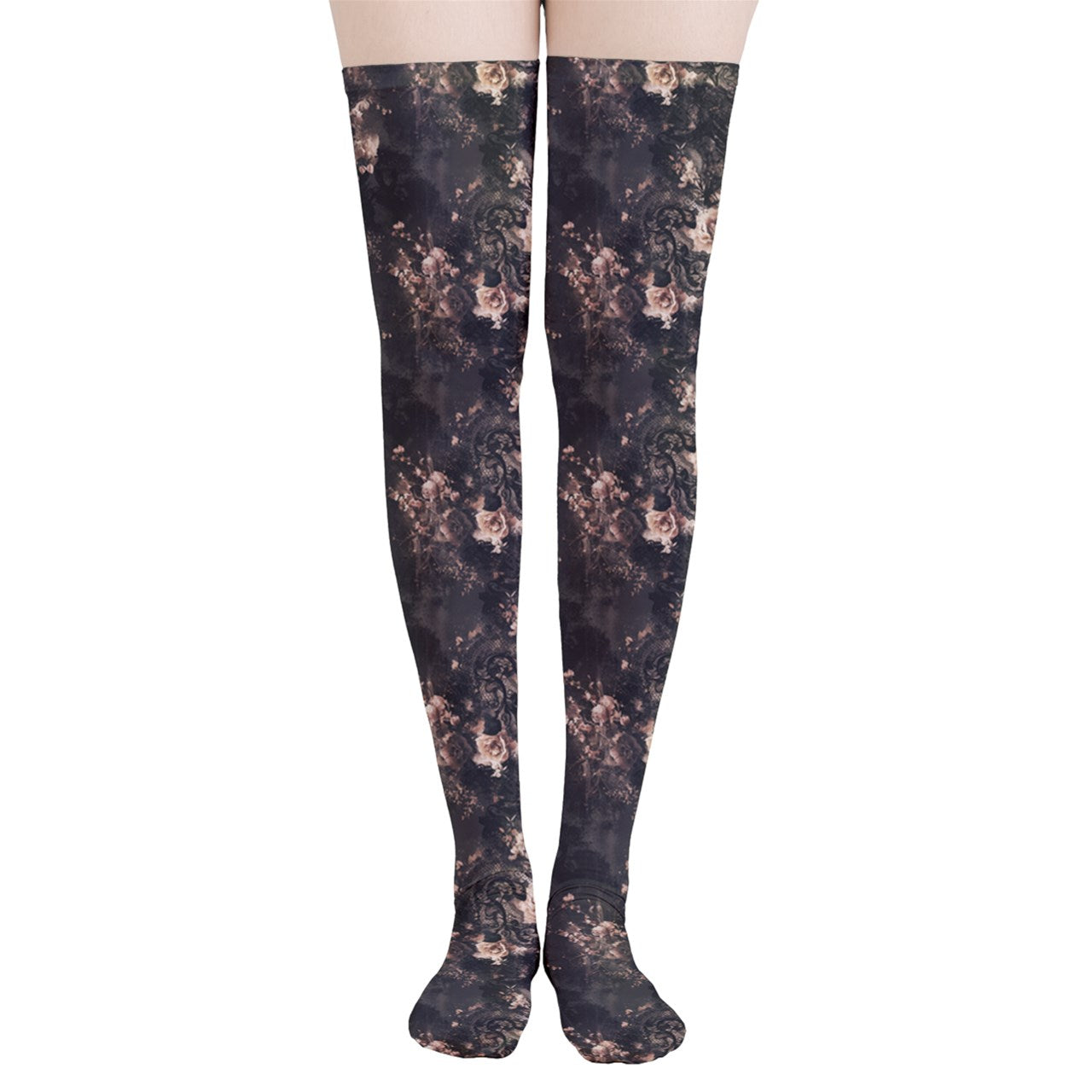 Vampire Art Y2K Thigh Highs Stockings Tights - Grunge Lace & Ribbons