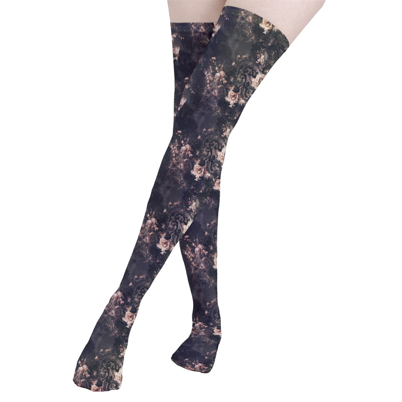 Vampire Art Y2K Thigh Highs Stockings Tights - Grunge Lace & Ribbons