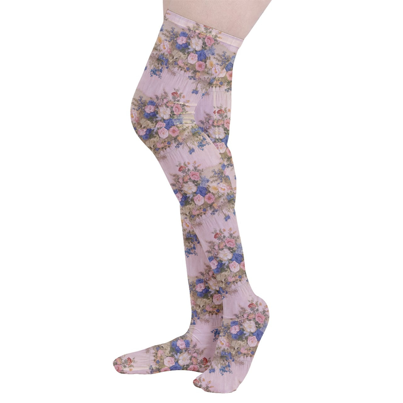 Vampire Art Y2K Thigh Highs Stockings Tights - Retro Pink Ribbon and Florals