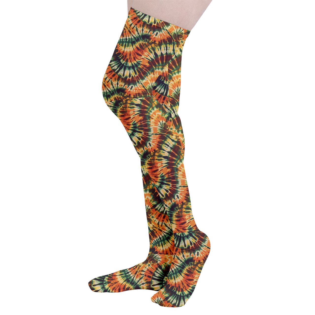 Vampire Art Y2K Thigh Highs Stockings Tights - Boho Earthy Tie Dye