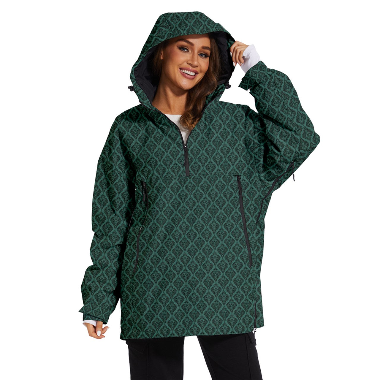 Vampire Art Urban Gothic Women's Ski and Snowboard Waterproof Breathable Jacket - Green Lace