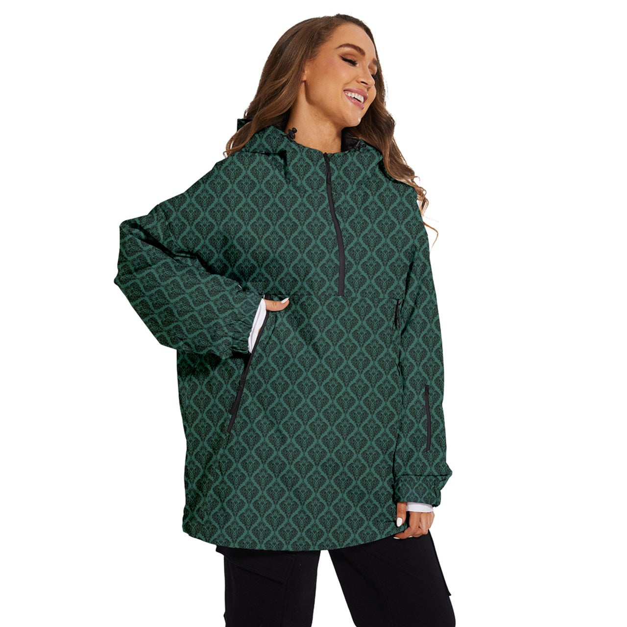 Vampire Art Urban Gothic Women's Ski and Snowboard Waterproof Breathable Jacket - Green Lace