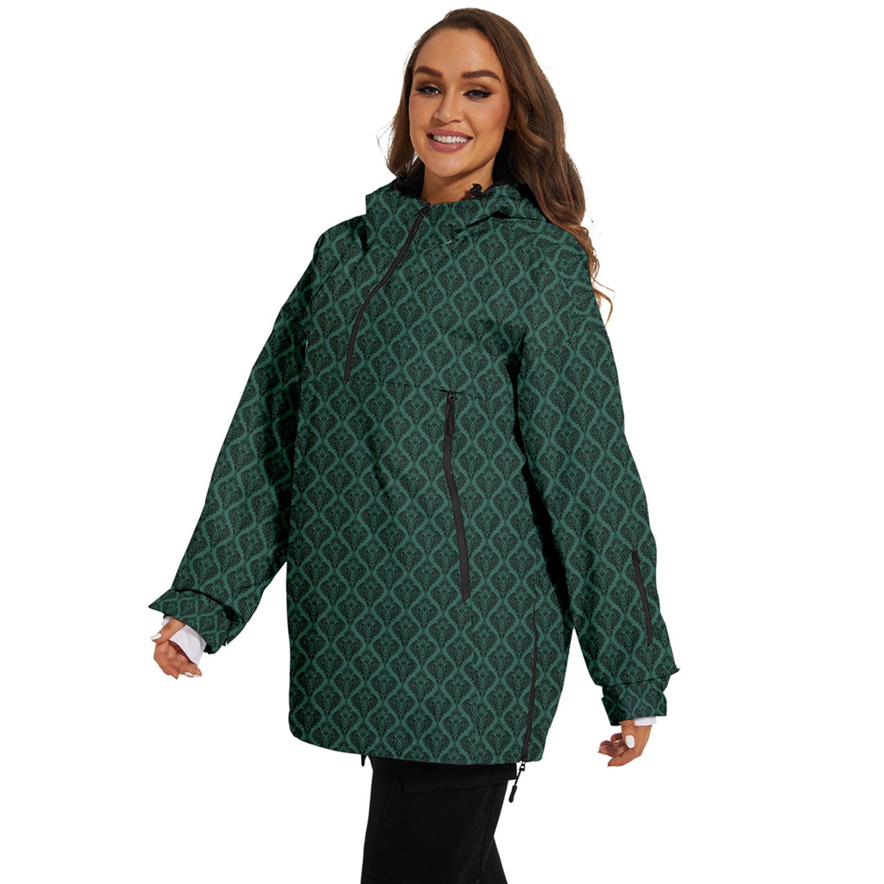 Vampire Art Urban Gothic Women's Ski and Snowboard Waterproof Breathable Jacket - Green Lace