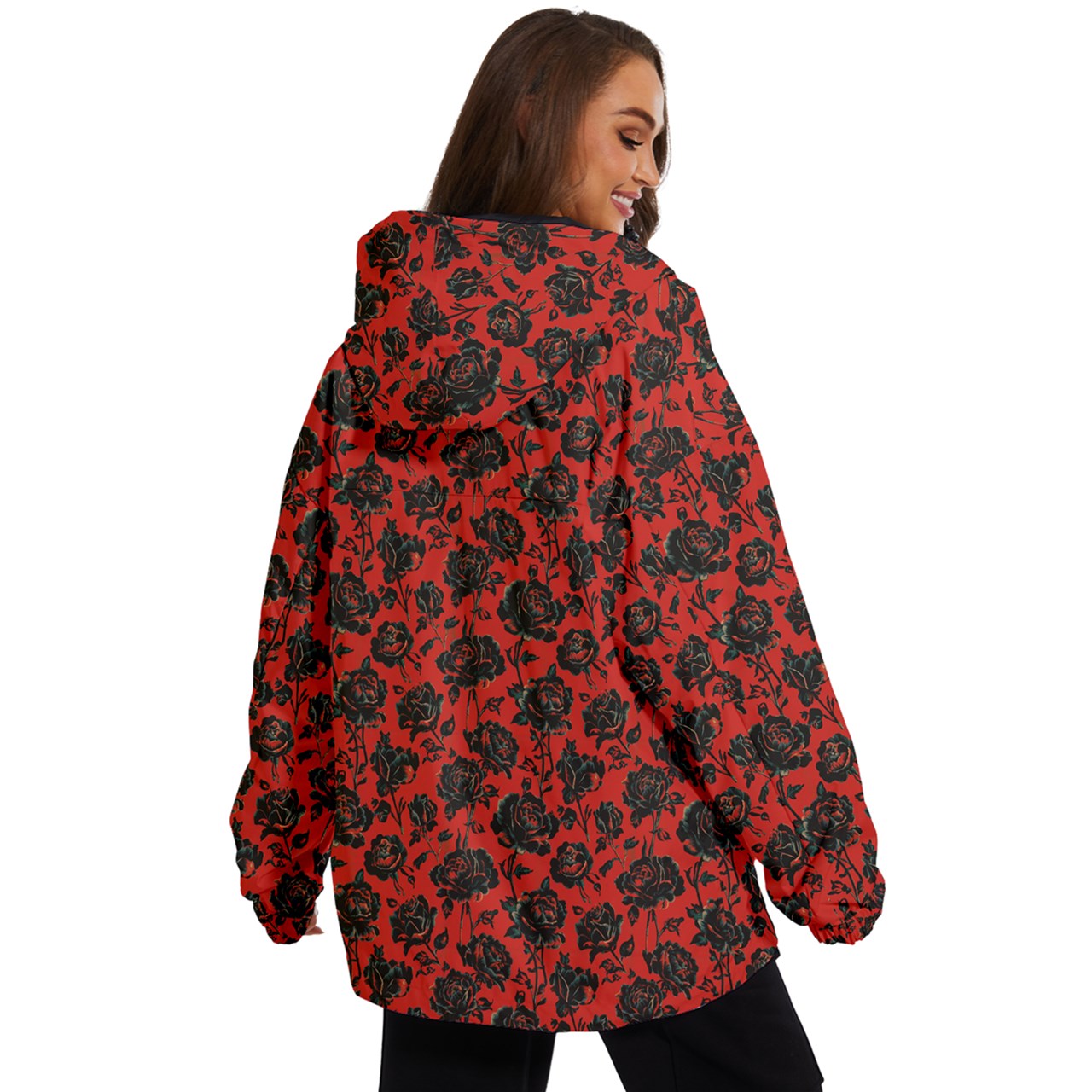 Vampire Art Urban Gothic Women's Ski and Snowboard Waterproof Breathable Jacket - Red with Black Roses