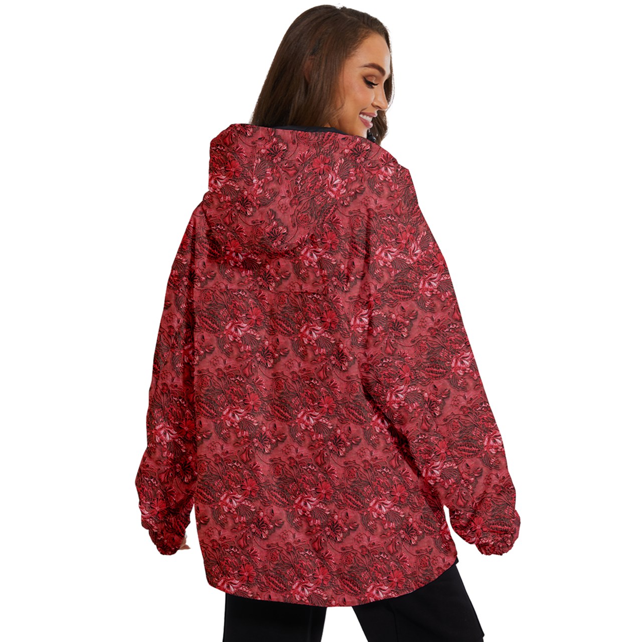 Vampire Art Urban Gothic Women's Ski and Snowboard Waterproof Breathable Jacket - Red Victorian Lace