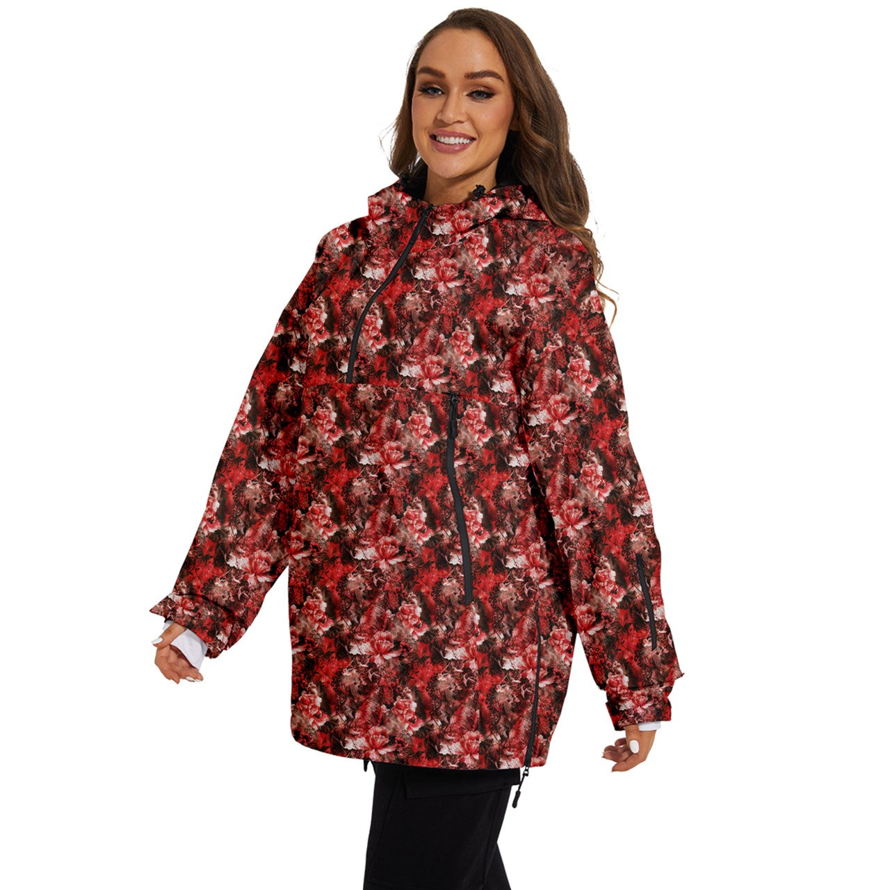 Vampire Art Urban Gothic Women's Ski and Snowboard Waterproof Breathable Jacket - Red Lace and Roses