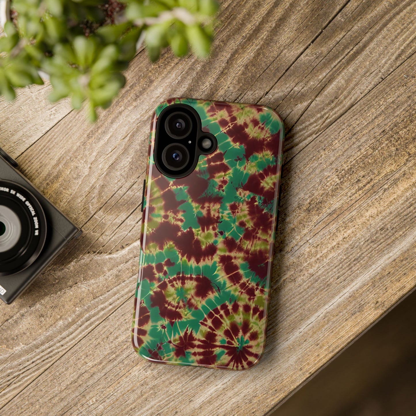 Vampire Art Vintage and Edgy iPhone 16 Tough Case - Forest Tie Dye