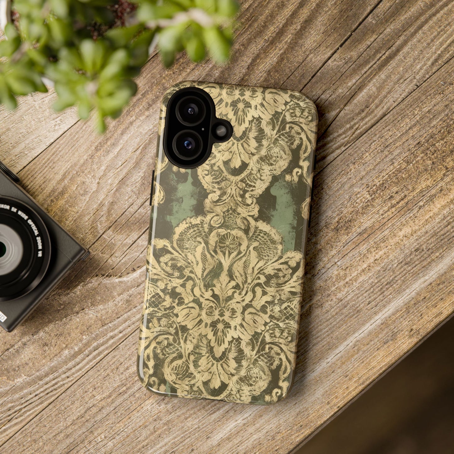 Vampire Art Vintage and Edgy iPhone 16 Tough Case - Grunge Brocade