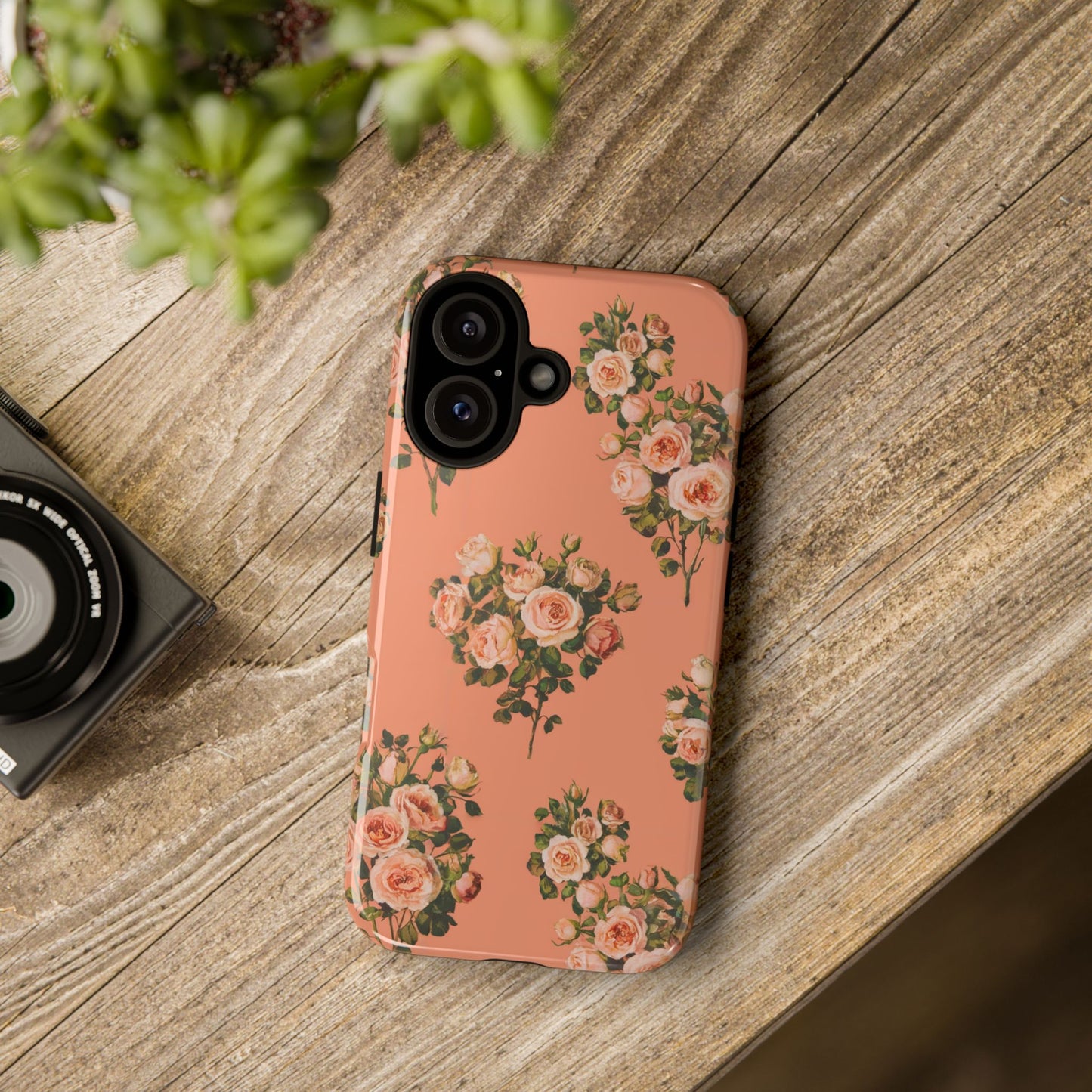 Vampire Art Vintage and Edgy iPhone 16 Tough Case - Retro Coral Florals