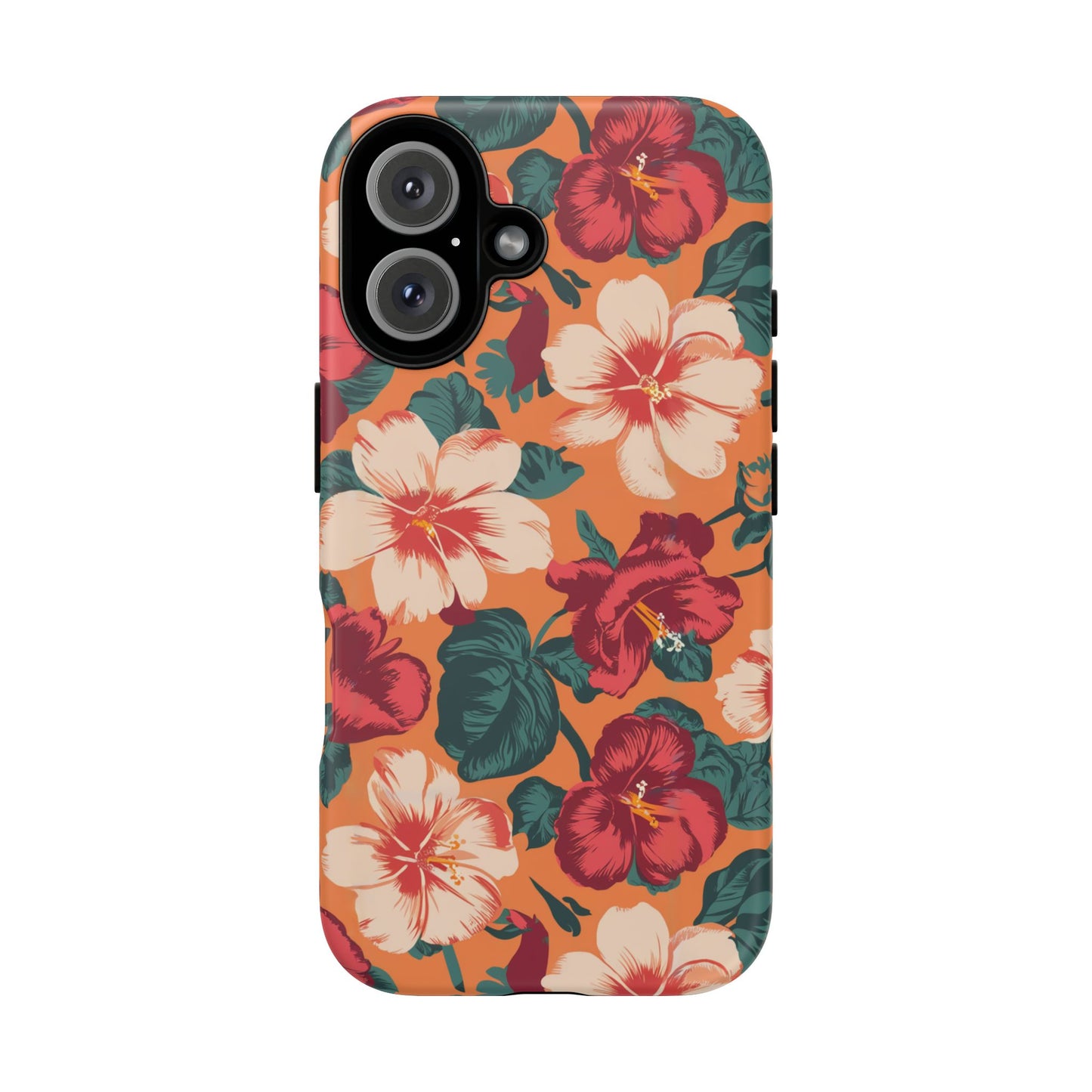 Vampire Art Vintage and Edgy iPhone 16 Tough Case - Retro Surfy Coral Florals