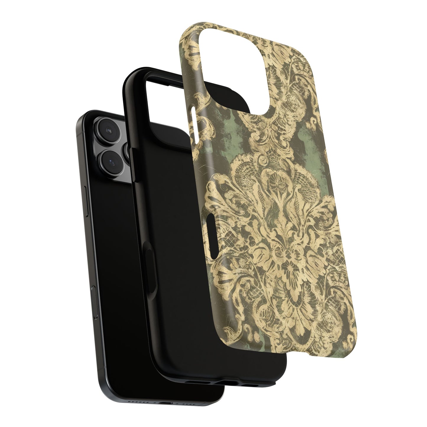 Vampire Art Vintage and Edgy iPhone 16 Tough Case - Grunge Brocade