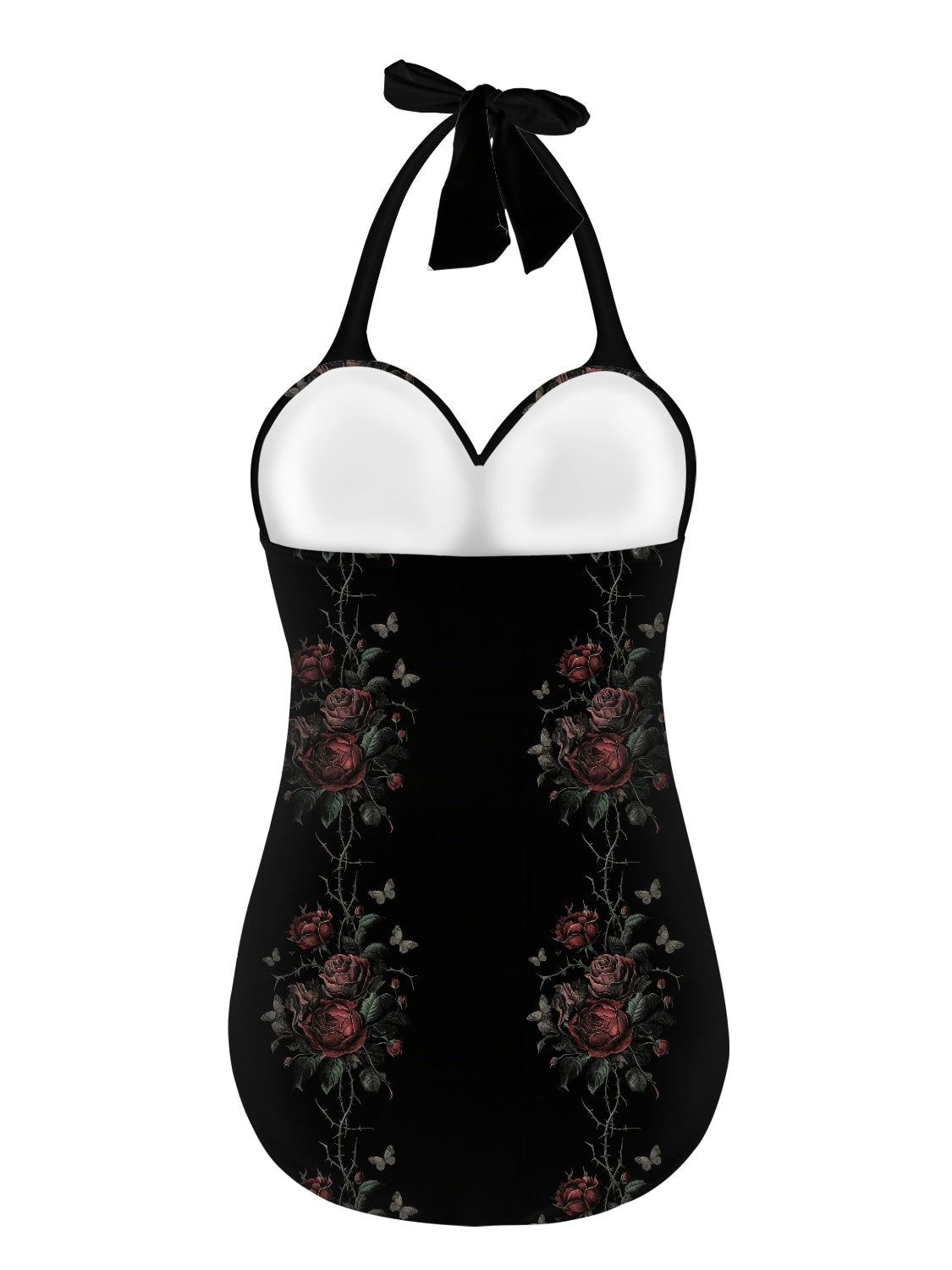 Vampire Art Vintage Chic Halter Neck One-Piece Swimsuit - Goth Roses