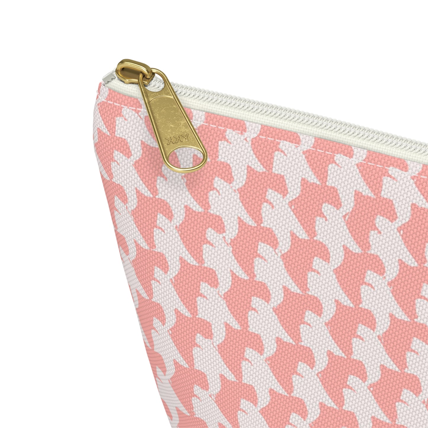 Vampire Art Preppy Grunge Houndstooth Sixties Pattern in Coral Pink and White Pencil Case Accessory Pouch w T-bottom