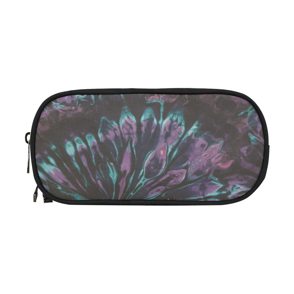 Vampire Art Studio Caddy: Deluxe Pencil Pouch - Black and Purple Boho Tie Dye