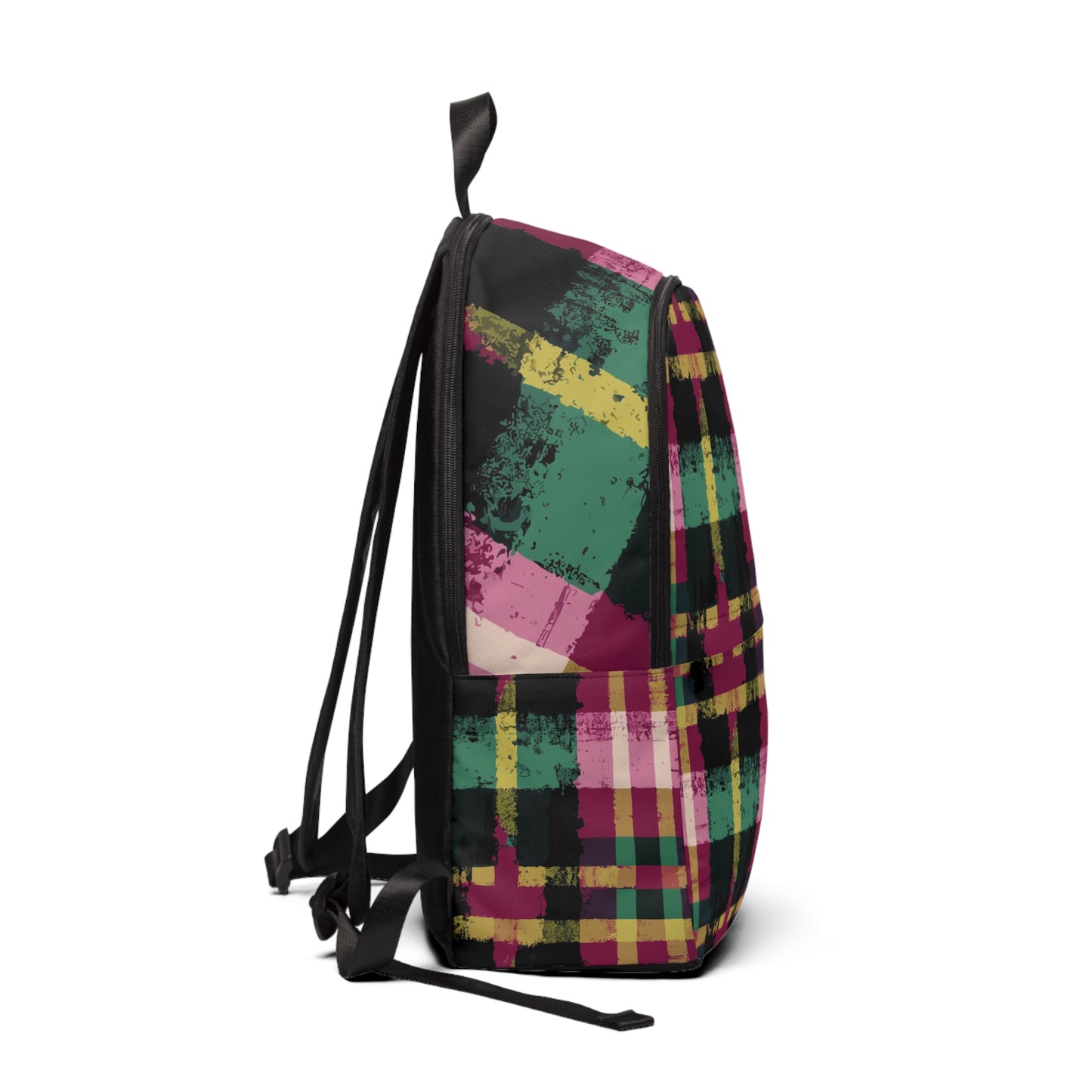 Vampire Art Grunge Scottish Tartan Green and Red Unisex Fabric Backpack