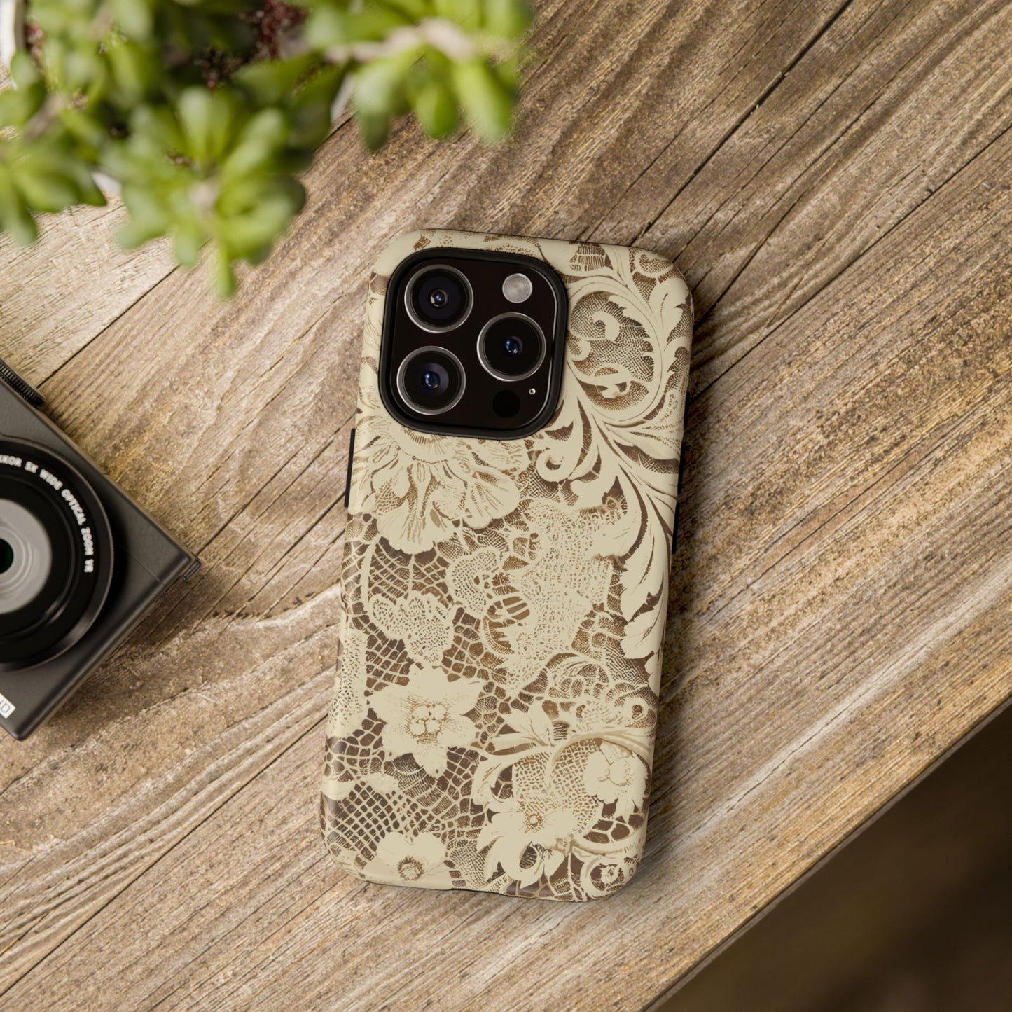 Vampire Art Vintage and Edgy iPhone 16 Tough Case - Cream Victorian Lace