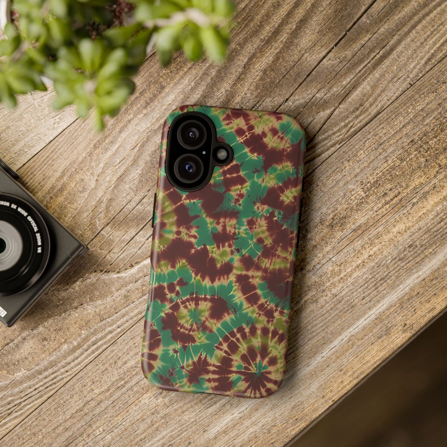 Vampire Art Vintage and Edgy iPhone 16 Tough Case - Forest Tie Dye