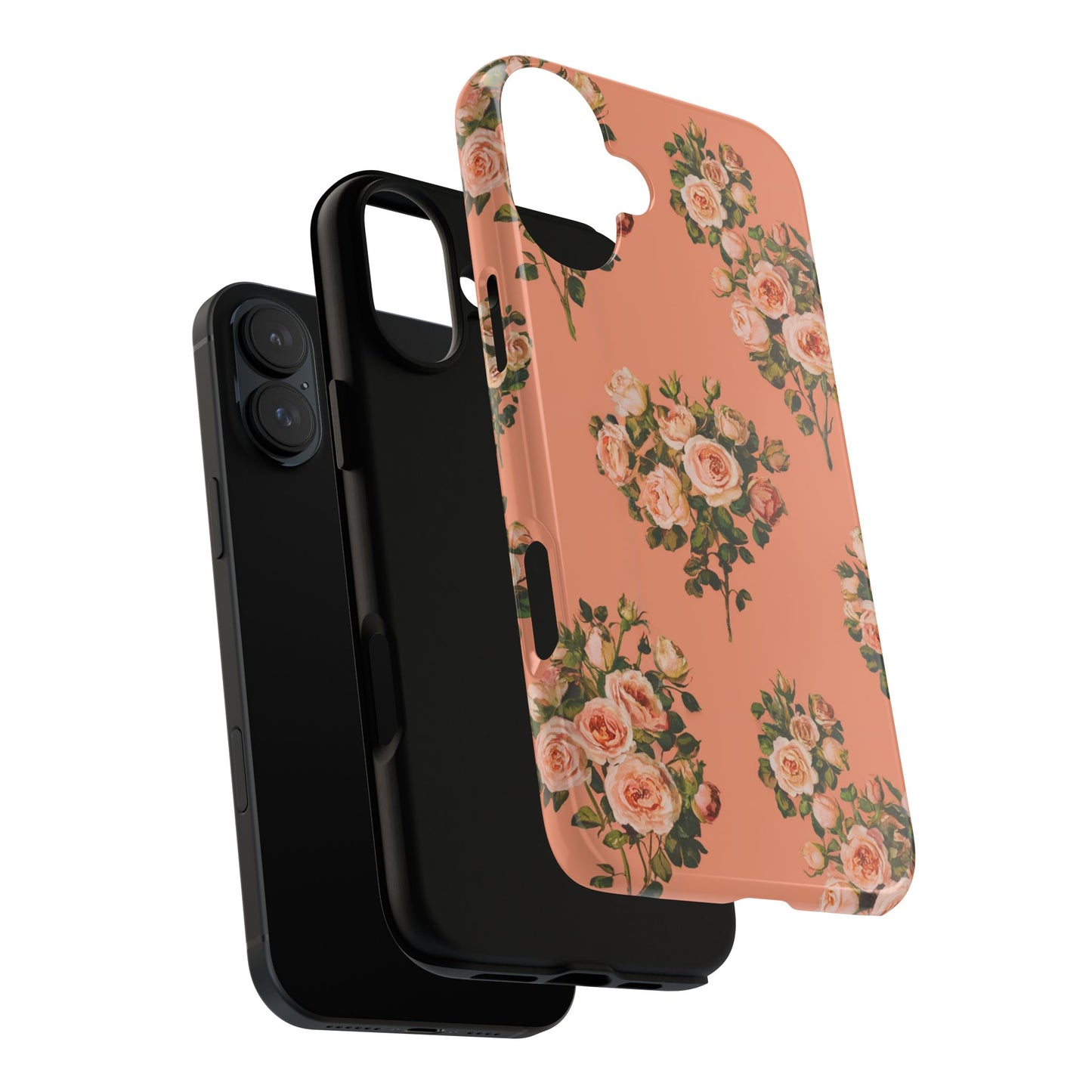 Vampire Art Vintage and Edgy iPhone 16 Tough Case - Retro Coral Florals