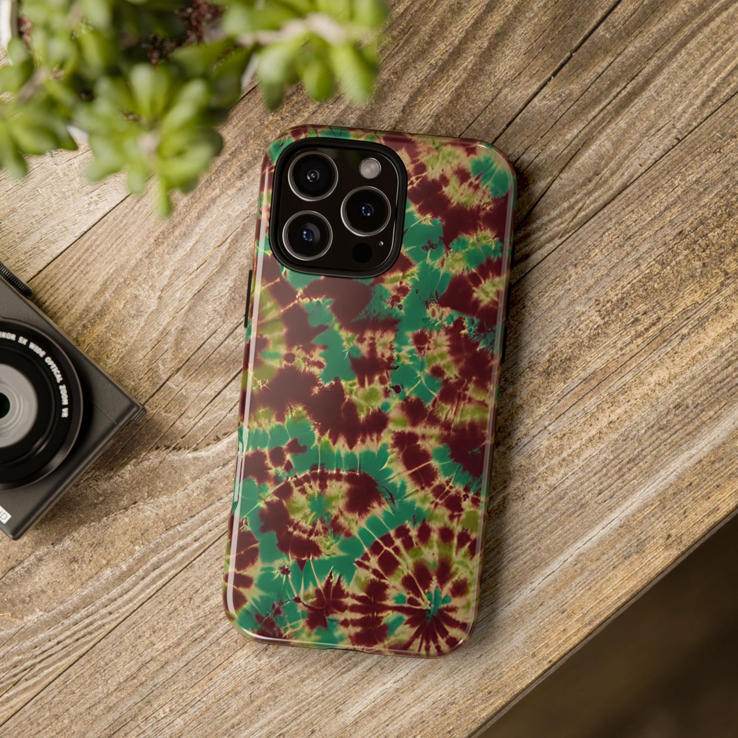 Vampire Art Vintage and Edgy iPhone 16 Tough Case - Forest Tie Dye