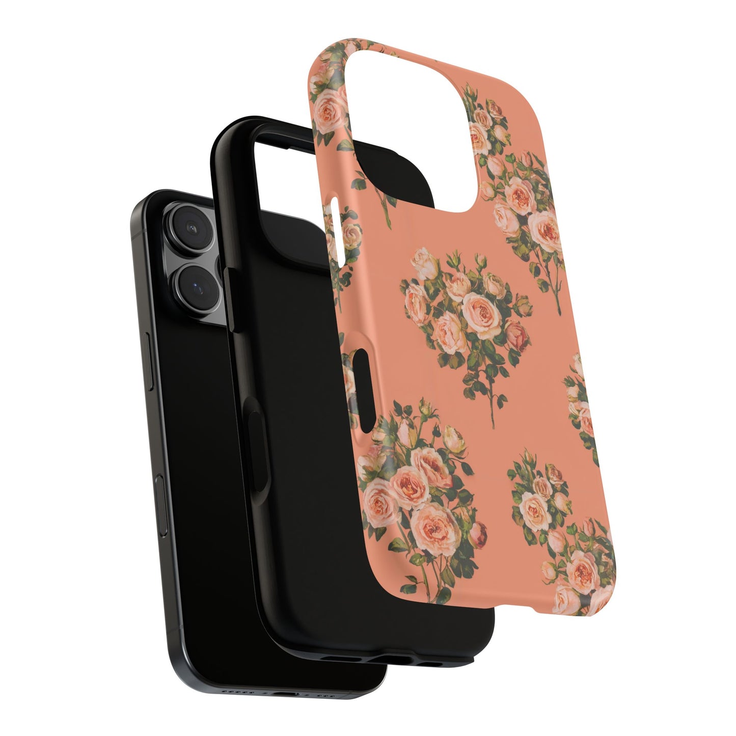 Vampire Art Vintage and Edgy iPhone 16 Tough Case - Retro Coral Florals