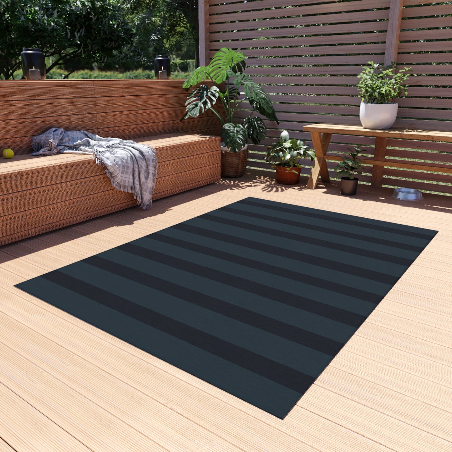 Vampire Art Grunge Goth Emo Stripes in Charcoal Green and Blue Marine Outdoor Rug / up to 365 cm (144'')