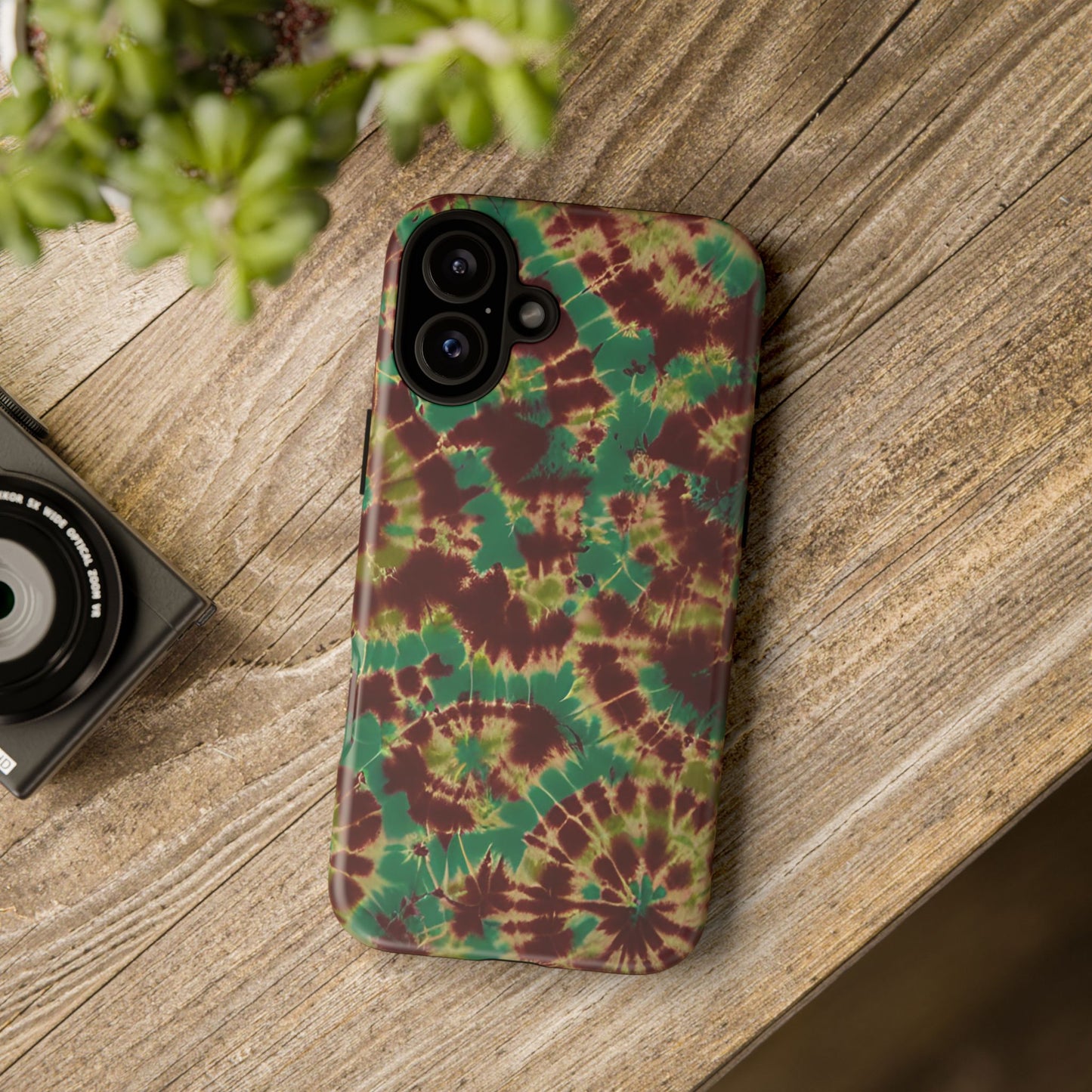 Vampire Art Vintage and Edgy iPhone 16 Tough Case - Forest Tie Dye