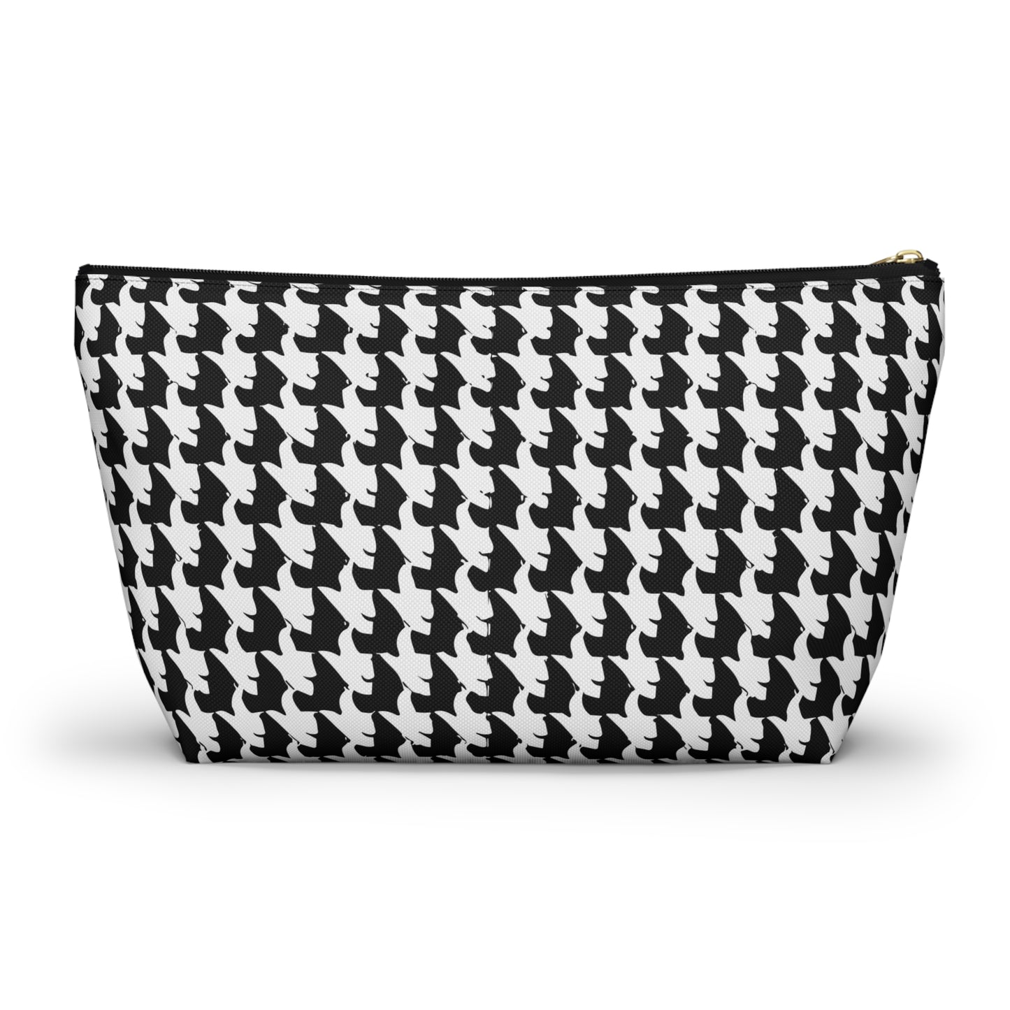 Vampire Art Preppy Grunge Houndstooth Sixties Pattern in Black and White Pencil Case Accessory Pouch w T-bottom