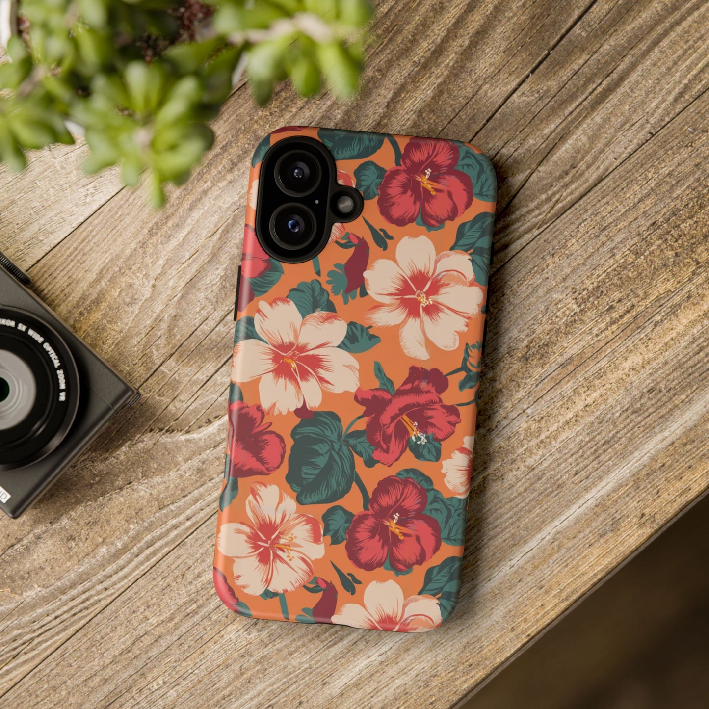 Vampire Art Vintage and Edgy iPhone 16 Tough Case - Retro Surfy Coral Florals