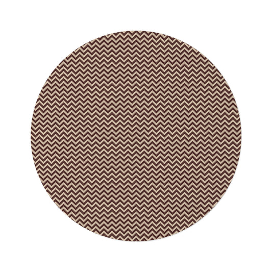 Vampire Art Retro Sixties Mod-Style Harringbone Brown Round Rug (152cm diameter)