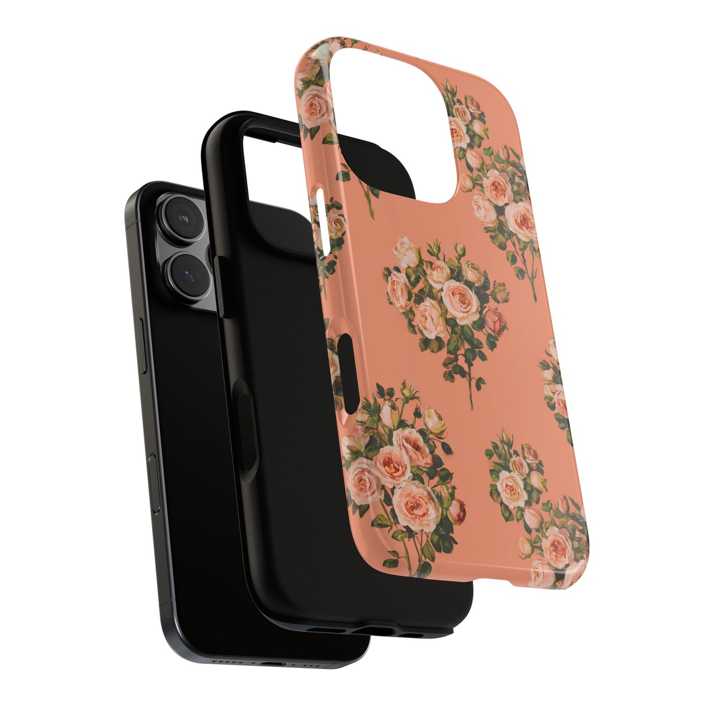 Vampire Art Vintage and Edgy iPhone 16 Tough Case - Retro Coral Florals