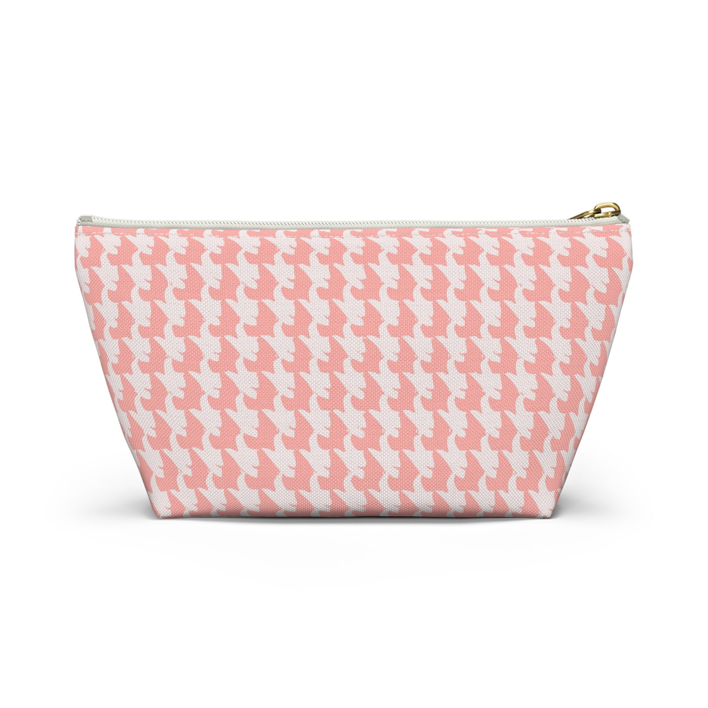 Vampire Art Preppy Grunge Houndstooth Sixties Pattern in Coral Pink and White Pencil Case Accessory Pouch w T-bottom