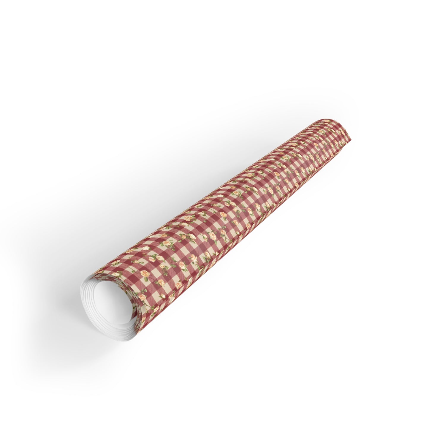 Vampire Art Retro Luxe Eco-Friendly Gift Wrapping Paper Roll (1 pc) - Cottagecore Red Floral Gingham - Made in the UK