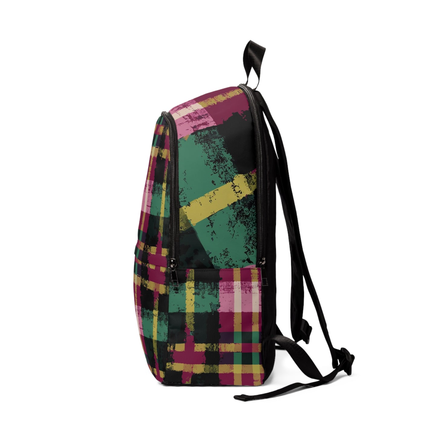 Vampire Art Grunge Scottish Tartan Green and Red Unisex Fabric Backpack