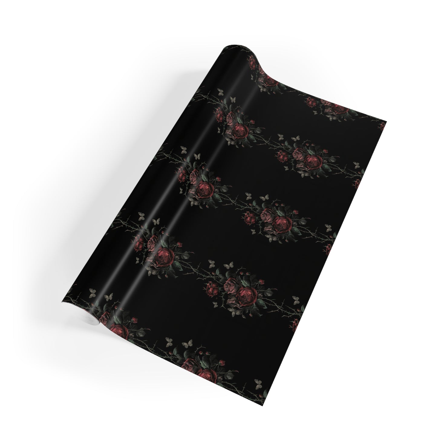 Vampire Art Retro Luxe Eco-Friendly Gift Wrapping Paper Roll (1 pc) - Goth Roses - Made in the UK